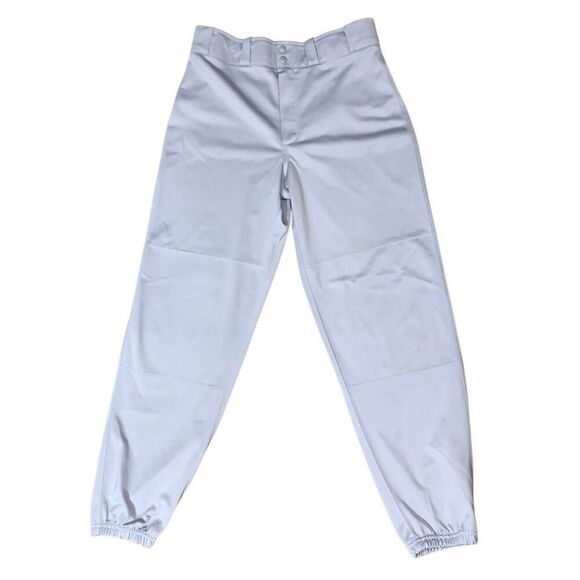 Nike‎ Mens Size Medium Athletic Baseball Pants Gray Elastic Leg Pockets Snap Zip - Picture 1 of 7